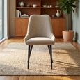 Oscar Dining Chair - Set of 2 - Biscuit and Black - Fabric and Metal