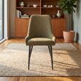 Oscar Dining Chair - Set of 2 - Olive Green and Black - Fabric and Metal