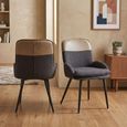 Redmond Dining Chair - Set of 2 - Dark Grey and Beige - Fabric and Faux Leather