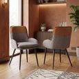 Redmond Dining Chair - Set of 2 - Light Grey and Tan - Fabric and Faux Leather