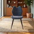 Turin Dining Chair - Set of 2 - Dark Grey and Black - Fabric and Metal