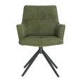 Jacob Swivel Dining Armchair - Set of 2 - Green and Black - Fabric and Metal