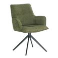 Jacob Swivel Dining Armchair - Set of 2 - Green and Black - Fabric and Metal