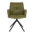Jacob Swivel Dining Armchair - Set of 2 - Green and Black - Faux Leather and Metal