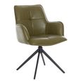 Jacob Swivel Dining Armchair - Set of 2 - Green and Black - Faux Leather and Metal