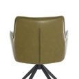 Jacob Swivel Dining Armchair - Set of 2 - Green and Black - Faux Leather and Metal
