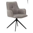 Jacob Swivel Dining Armchair - Set of 2 - Grey and Black - Faux Leather and Metal