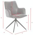 Jacob Swivel Dining Armchair - Set of 2 - Grey and Black - Faux Leather and Metal