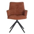 Jacob Swivel Dining Armchair - Set of 2 - Tan and Black - Fabric and Metal
