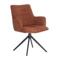 Jacob Swivel Dining Armchair - Set of 2 - Tan and Black - Fabric and Metal
