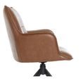 Jacob Swivel Dining Armchair - Set of 2 - Tan and Black - Faux Leather and Metal