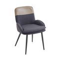 Redmond Dining Chair - Set of 2 - Dark Grey and Beige - Fabric and Faux Leather