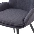 Redmond Dining Chair - Set of 2 - Dark Grey and Beige - Fabric and Faux Leather