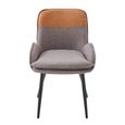Redmond Dining Chair - Set of 2 - Light Grey and Tan - Fabric and Faux Leather