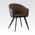 San Remo Dining Chair - Set of 2 - Curved Back - Brown and Black - Fabric and Faux Leather