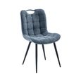 Symphony Dining Chair - Set of 2 - Navy Blue and Black - Fabric and Metal