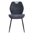 Turin Dining Chair - Set of 2 - Dark Grey and Black - Fabric and Metal
