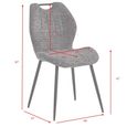 Turin Dining Chair - Set of 2 - Light Grey and Black - Fabric and Metal