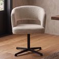 Blanca Swivel Dining Armchair - Curved Back - Fancy Natural - Fabric and Metal