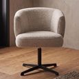 Dinan Swivel Dining Armchair - Cream Tweed - Fabric and Metal