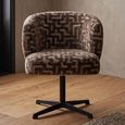 Dinan Swivel Dining Armchair - Labyrinth - Brown - Fabric and Metal