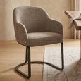 Hadley Dining Armchair - Cantilever Base - Brown Tweed - Fabric and Metal