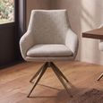 Lisonne Swivel Dining Armchair - Sand - Fabric and Metal