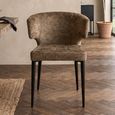 Taylor Dining Chair - Wing Back - Brandy Fusion - Fabric and Metal