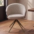 Zendaya Swivel Dining Armchair - Curved Back - Cayenne Brown - Fabric and Metal