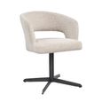 Blanca Swivel Dining Armchair - Curved Back - Fancy Natural - Fabric and Metal