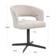 Blanca Swivel Dining Armchair - Curved Back - Fancy Natural - Fabric and Metal