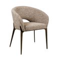 Kenzi Dining Armchair - Curved Back - Mocca Linear - Fabric and Wood