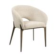 Kenzi Dining Armchair - Curved Back - Natural Linear - Fabric and Wood