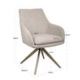 Lisonne Swivel Dining Armchair - Sand - Fabric and Metal