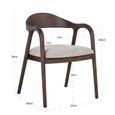 Mihara Dining Armchair - Curved Back - Mocco - Fabric and Wood