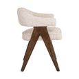 Mori Dining Armchair - Curved Back - Cream Tweed - Fabric and Wood