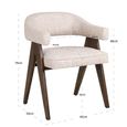 Mori Dining Armchair - Curved Back - Cream Tweed - Fabric and Wood