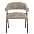 Mori Dining Armchair - Mocca Linear - Fabric and Wood