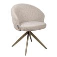 Zendaya Swivel Dining Armchair - Curved Back - Cayenne Brown - Fabric and Metal