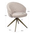 Zendaya Swivel Dining Armchair - Curved Back - Cayenne Brown - Fabric and Metal
