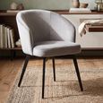 Amphara Dining Armchair - Curved Back - Sand Velvet - Fabric and Metal