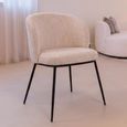Elvi Dining Armchair - Set of 2 - Curved Back - Niagara Beige - Fabric and Metal