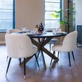 Alicia Dining Chair - White Chenille - Fabric and Metal
