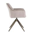Aline Swivel Dining Armchair - Sand Velvet and Gold - Fabric and Metal
