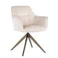 Aline Swivel Dining Armchair - White Chenille and Gold - Fabric and Metal