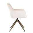 Aline Swivel Dining Armchair - White Chenille and Gold - Fabric and Metal