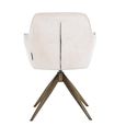 Aline Swivel Dining Armchair - White Chenille and Gold - Fabric and Metal