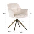 Aline Swivel Dining Armchair - White Chenille and Gold - Fabric and Metal