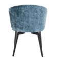 Amphara Dining Armchair - Curved Back - Blue Chenille - Fabric and Metal