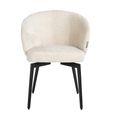 Amphara Dining Armchair - Curved Back - White Chenille - Fabric and Metal